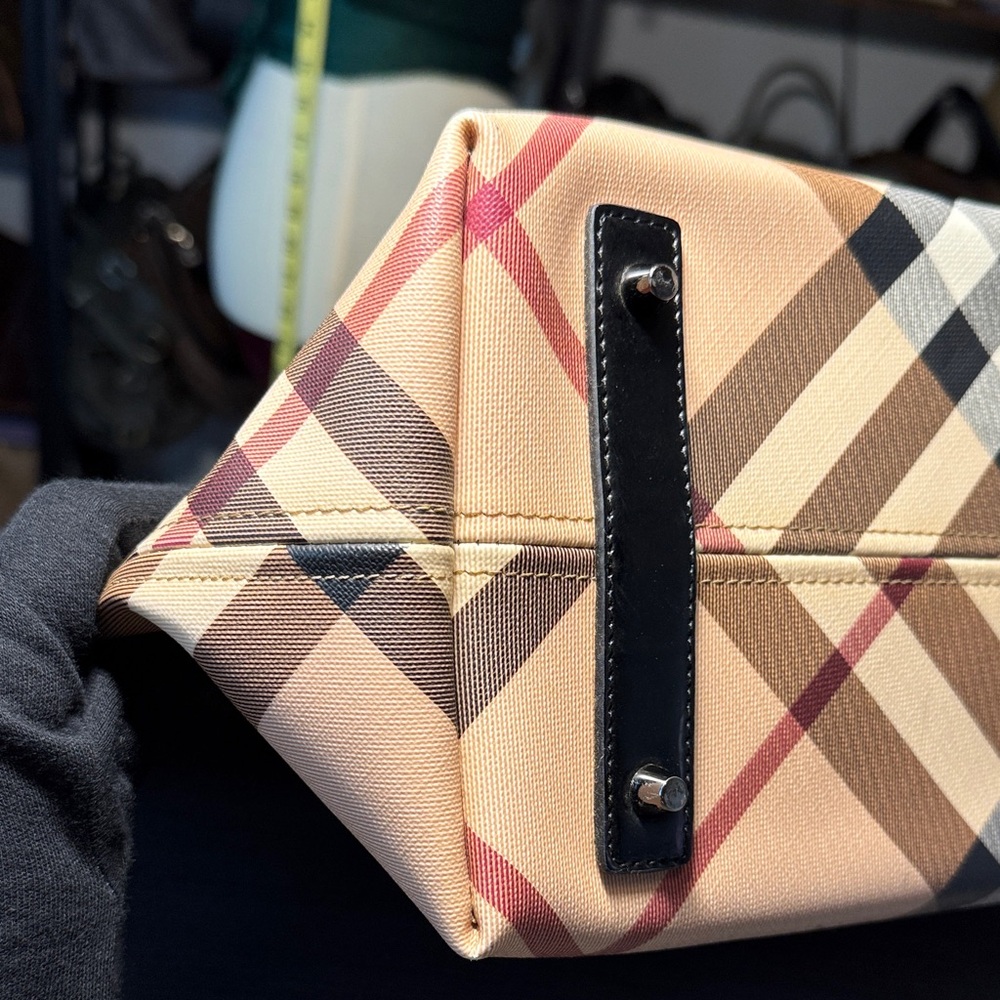 Burberry Beige and Black Checkered Tote - Picture 9 of 11